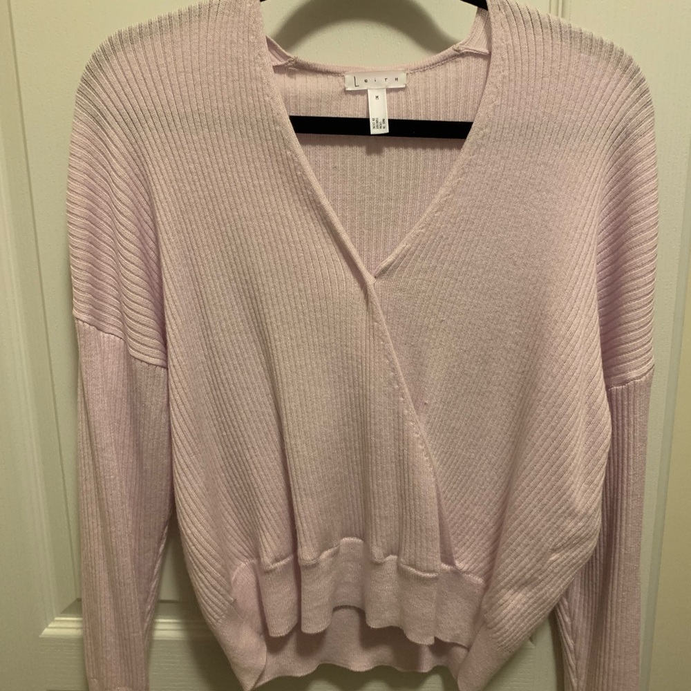 Leith Rib Wrap Sweater in Purple Moss